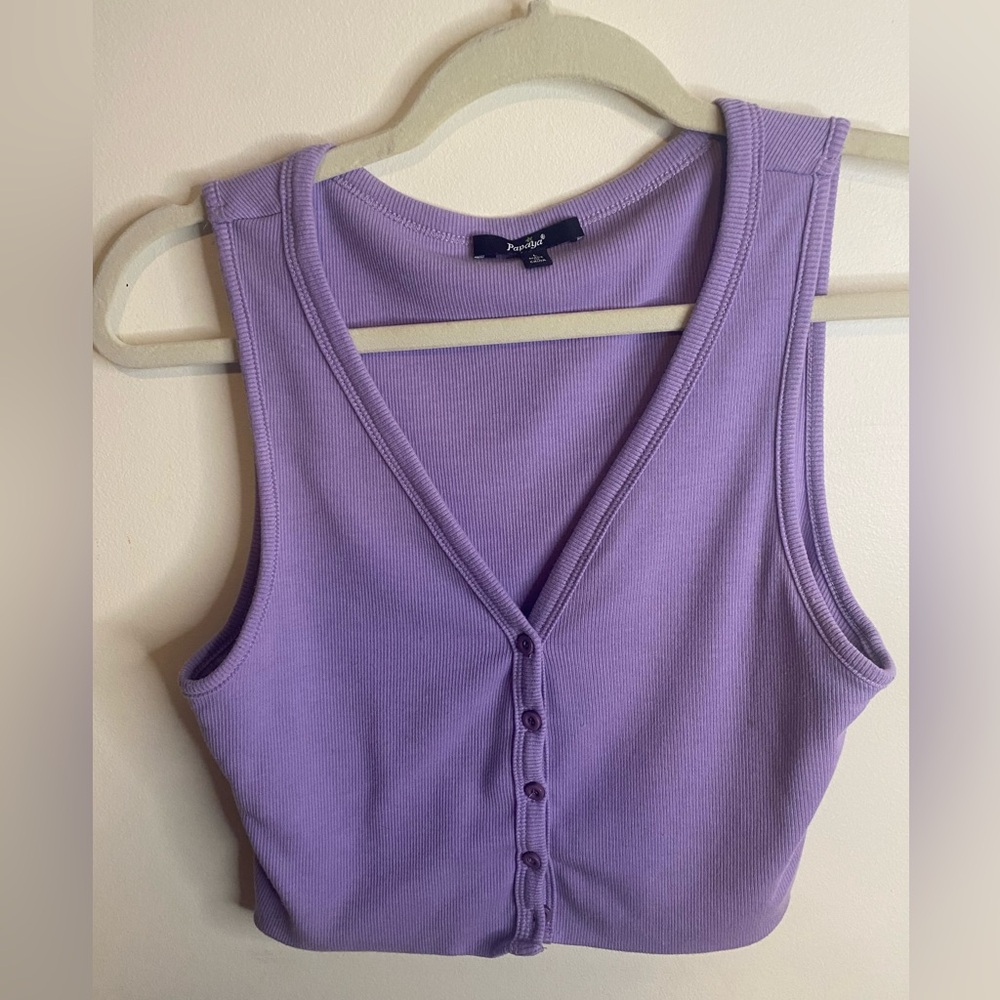 Papaya lilac crop tank